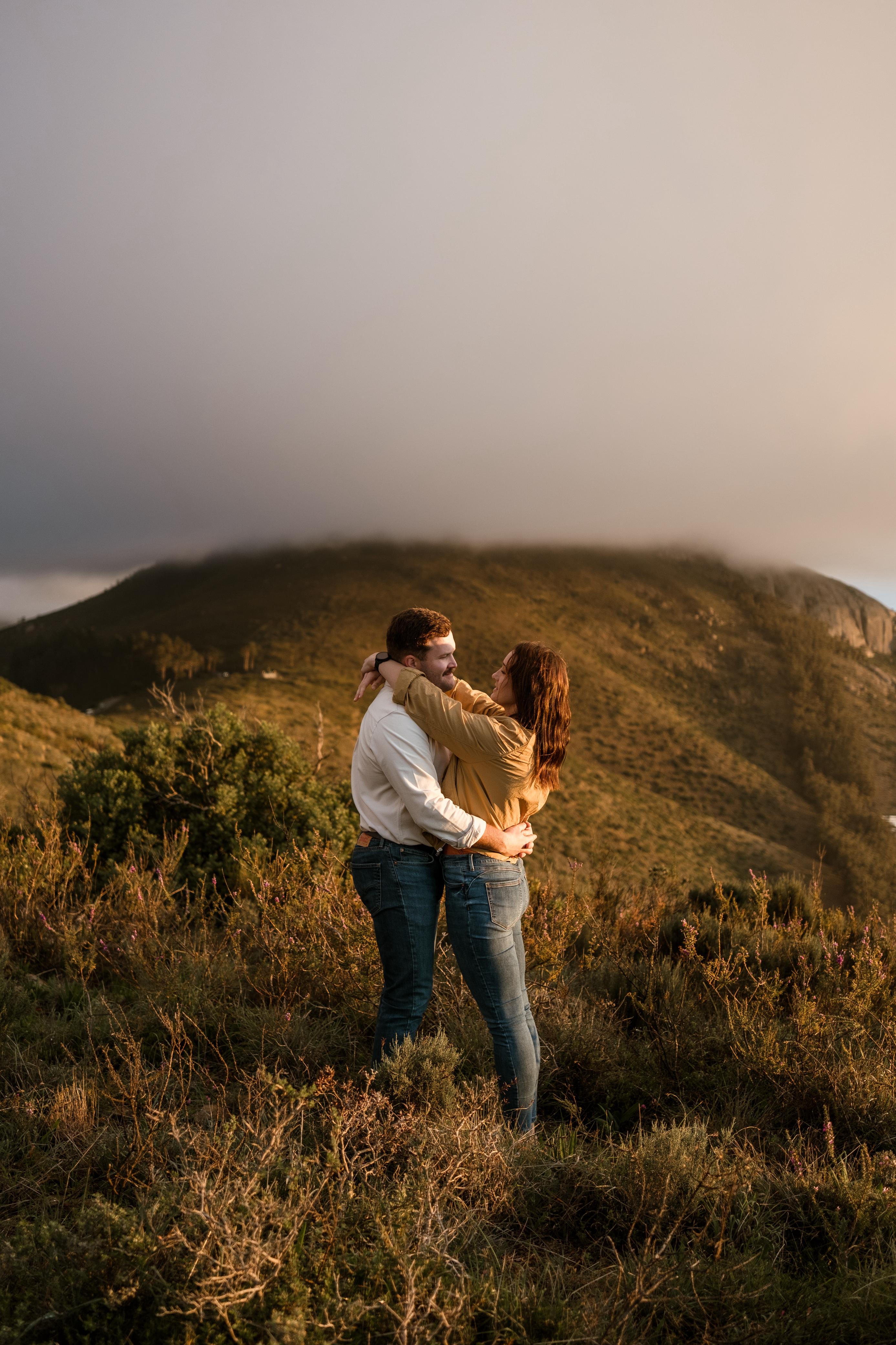 On the mountain at sunrise